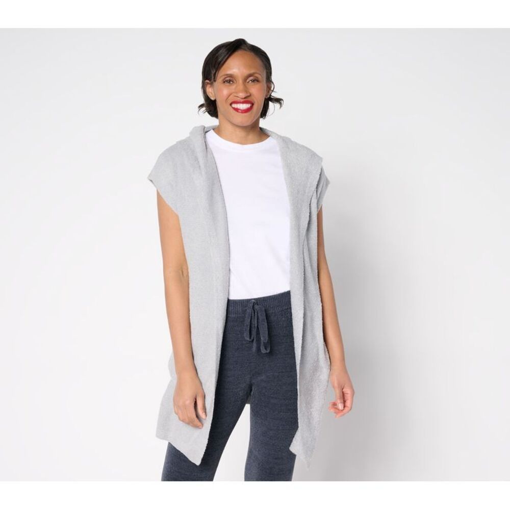 Barefoot Dreams Women's Top Sweater Sz M CozyChic Lite Long Vest Gray
